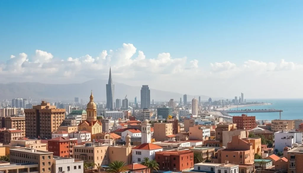 Image of Djibouti City's skyline with a mix of French and African architectural influences