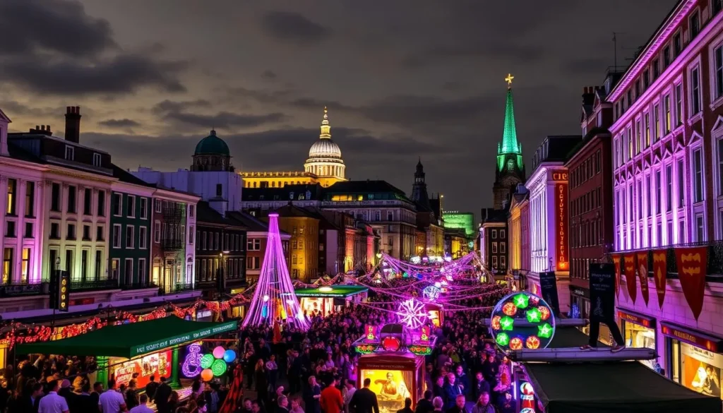 Image of Dublin's cityscape during a festival