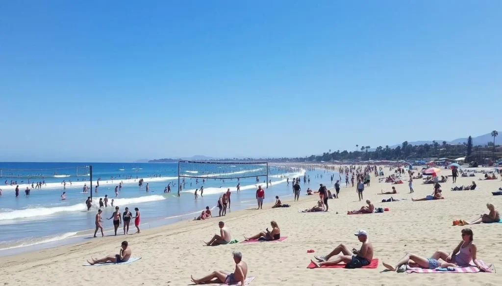 Image of East Beach Santa Barbara with people enjoying beach activities