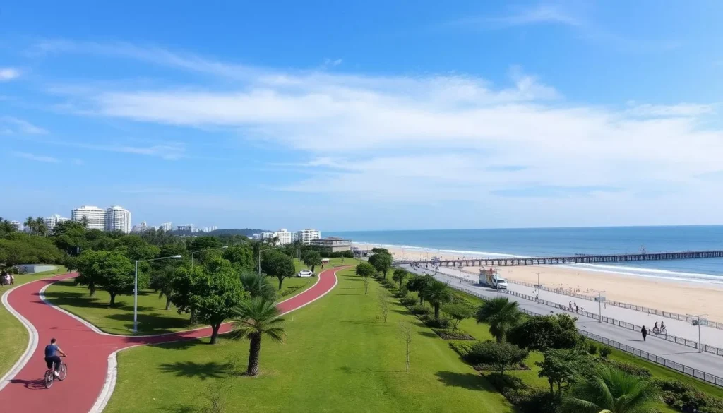 Image of East Coast Park Singapore with cycling paths and beach