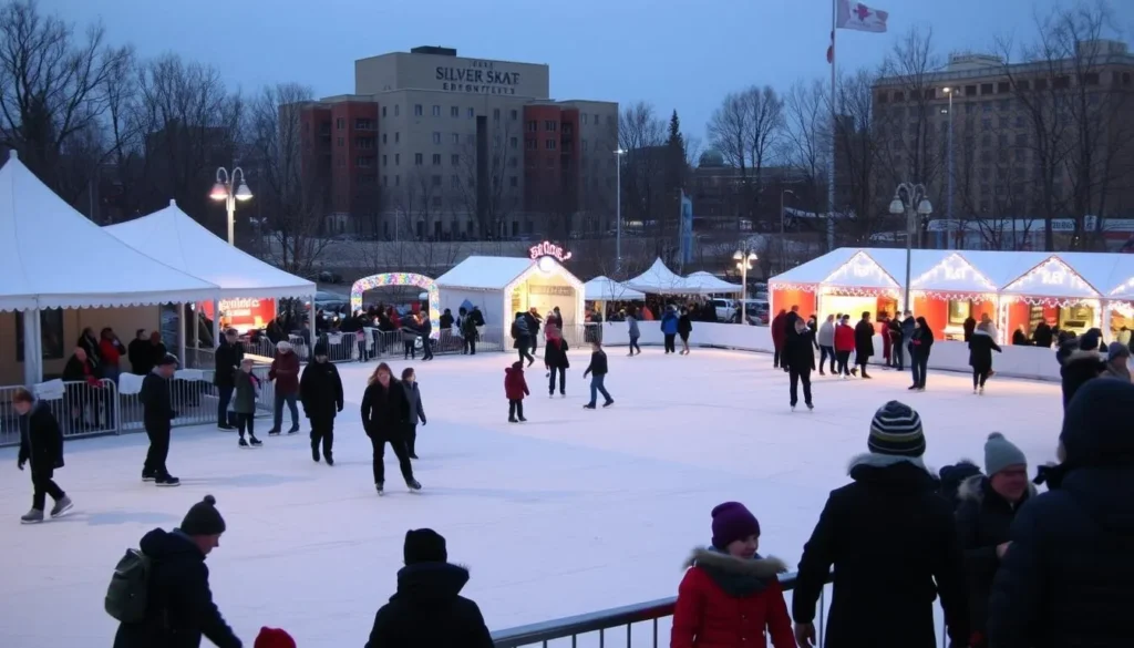 Image of Edmonton during winter with skating and Silver Skate Festival