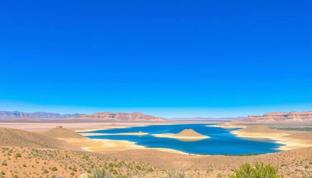Image of Elephant Butte Lake State Park with a serene lake and surrounding desert landscape
