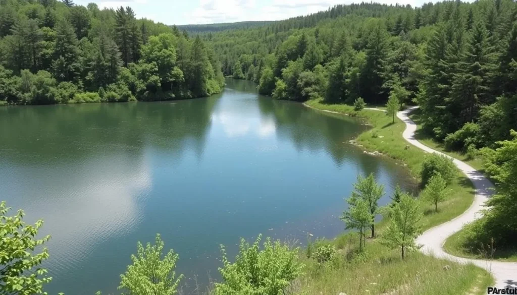 Image of Fifty Point Conservation Area with a serene lakefront and hiking trails