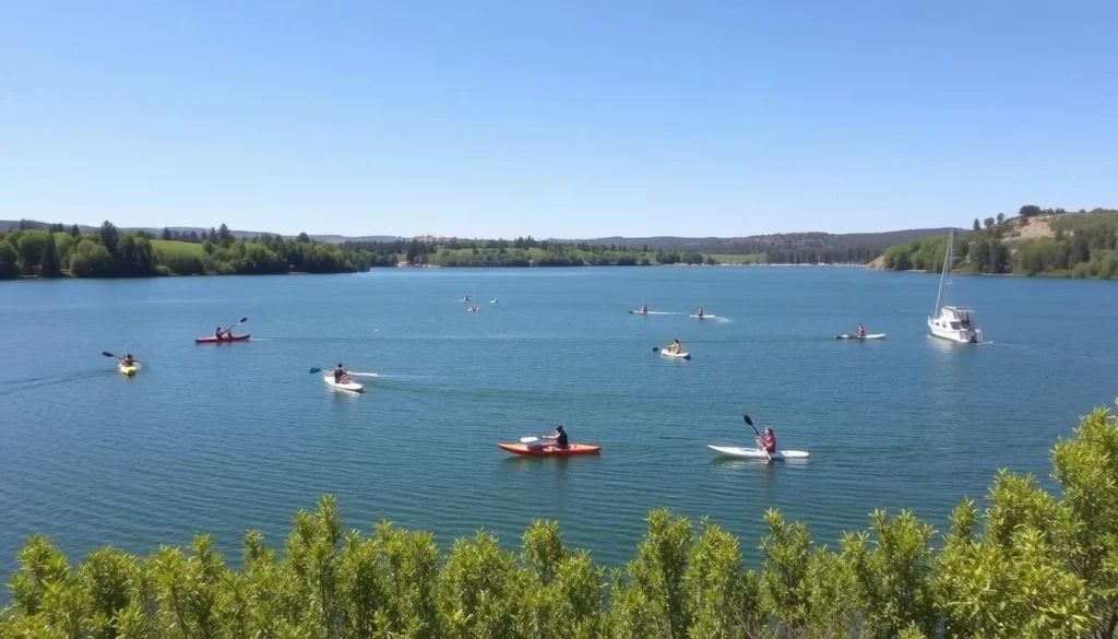 Image of Folsom Lake with various water activities