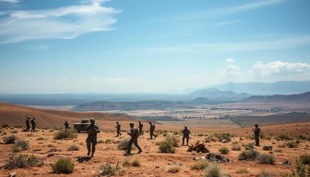Image of Fort Hunter Liggett's expansive terrain with military personnel training