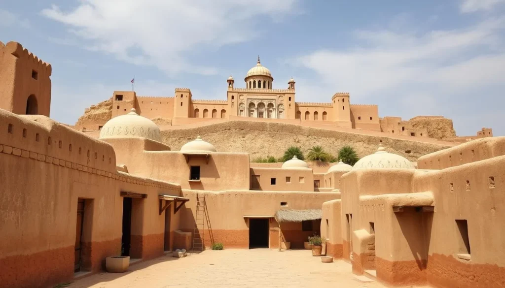 Image of Gaoui Village's clay architecture and Sultan's Palace