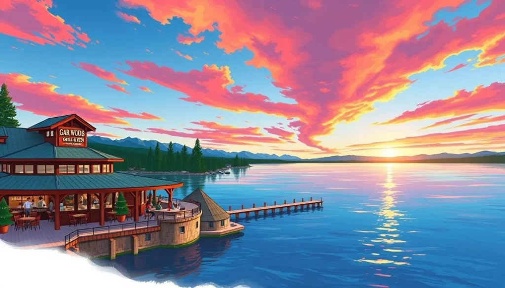 Image of Gar Woods Grill & Pier with a picturesque view of Lake Tahoe