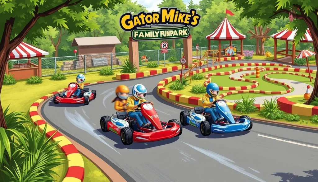Image of Gator Mike's Family Fun Park with go-karts and mini-golf course