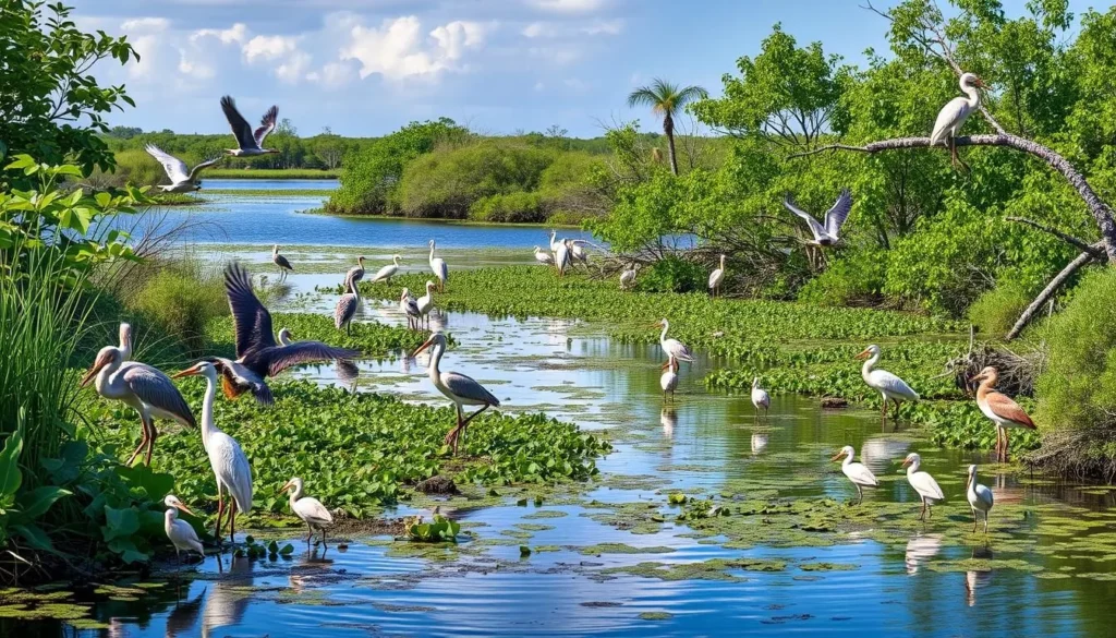 Image of Green Cay Wetlands with diverse bird species