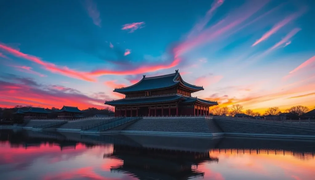 Image of Gyeongbokgung Palace at sunset