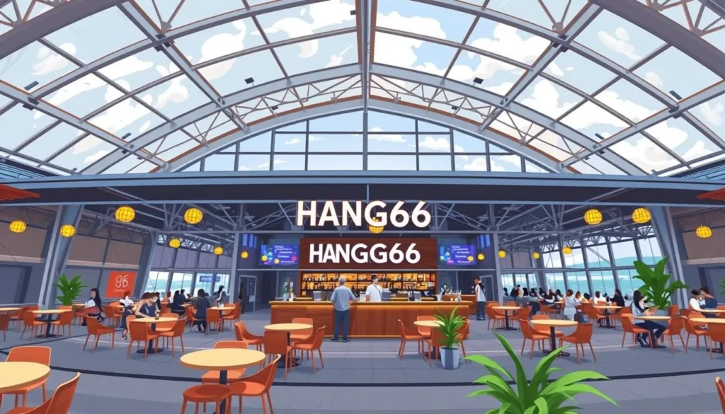 Image of Hangar66 Cafe Singapore with an airplane hangar view