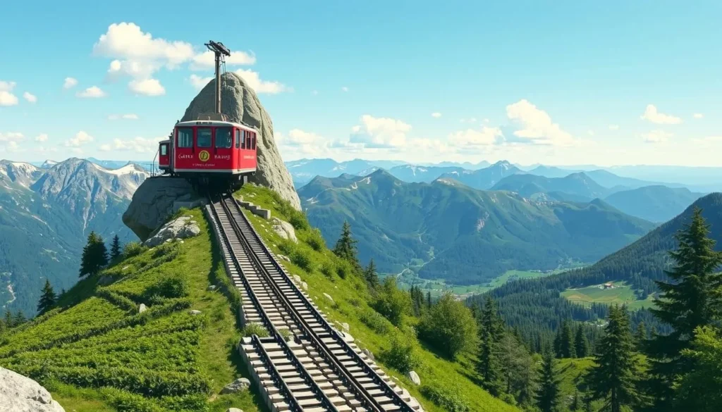 Image of Harder Kulm funicular railway ascending to the top