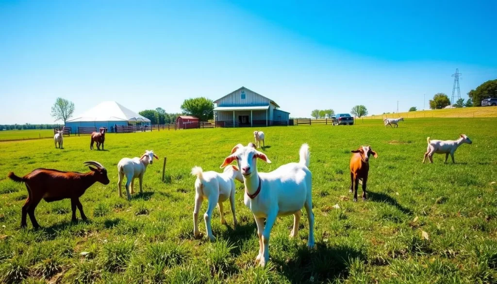 Image of Harley Farms Goat Dairy with goats grazing in a green pasture