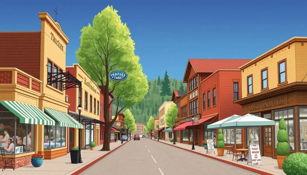 Image of Historic Downtown Truckee main street with shops and restaurants