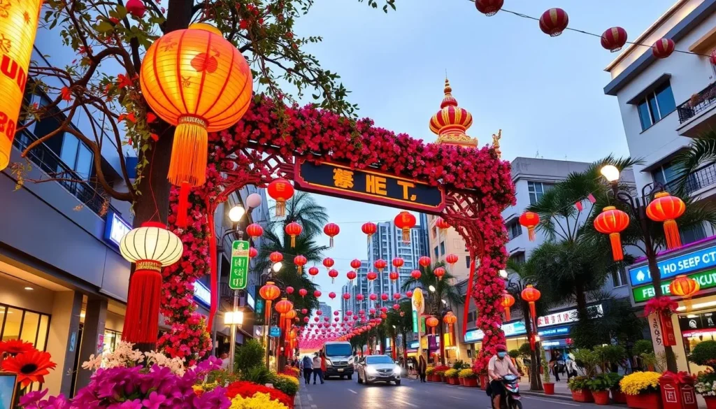Image of Ho Chi Minh City decorated for Tet