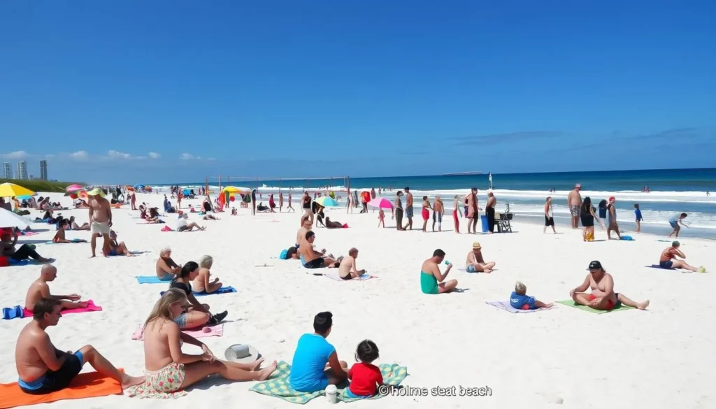 Image of Holmes Beach with people engaging in various activities