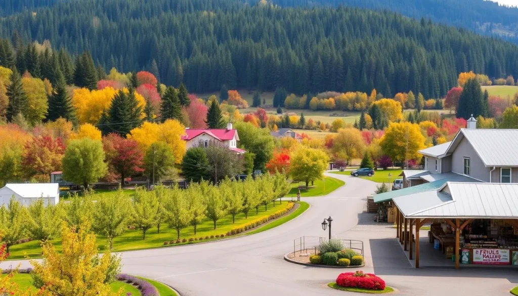 Image of Hood River Valley Fruit Loop with orchards and farm stands