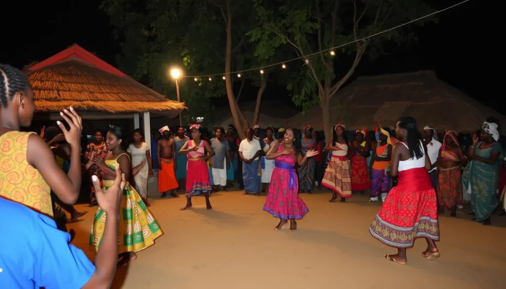 Image of Ibari Ogwa Village's vibrant nightlife with traditional dance performances