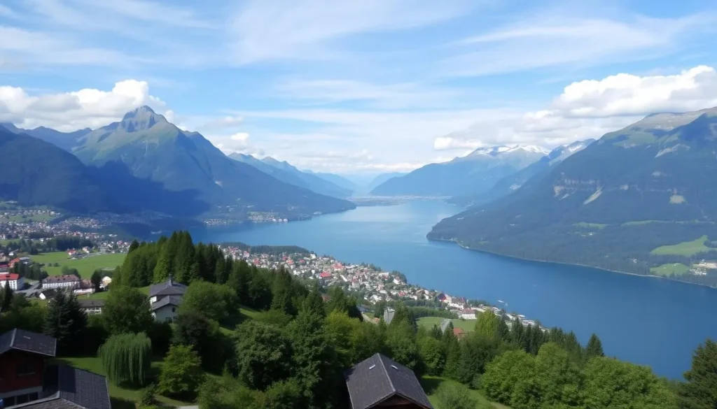 Image of Interlaken with Lake Thun and Lake Brienz