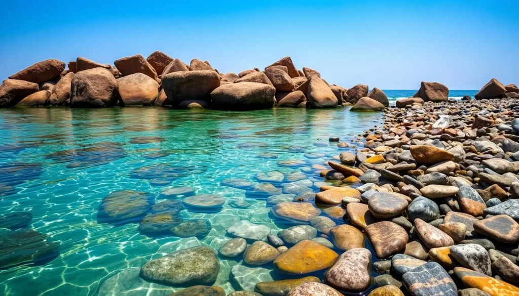 Image of Jaflong's crystal-clear waters and stone collection