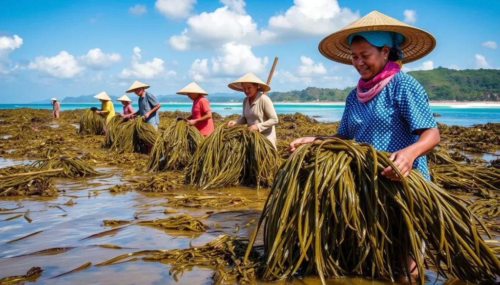 Image of Jambiani Village seaweed farmers at work