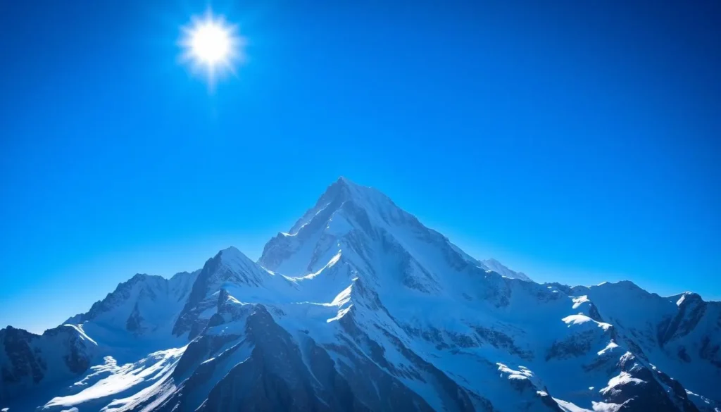 Image of Jungfraujoch mountain top with a clear blue sky and snow-capped peaks