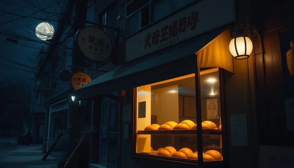 Image of Kanemitsu Bakery's hot bread at night