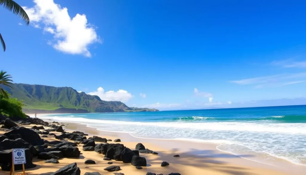 Image of Kapalua Bay Beach shoreline during a sunny day