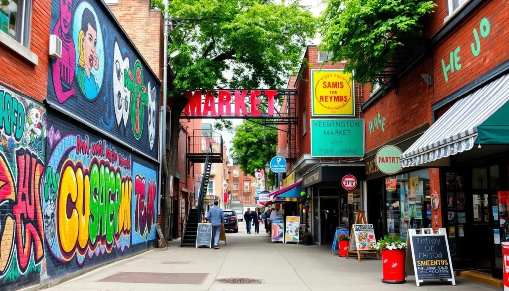 Image of Kensington Market's vibrant street art and eclectic shops