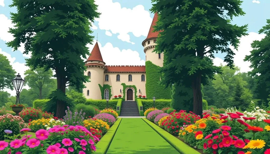 Image of Krug Park's Italian Castle and surrounding gardens
