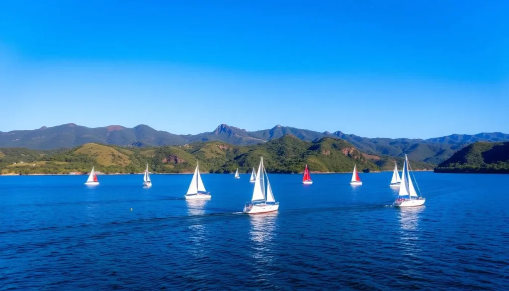 Image of Lake Avándaro in Valle de Bravo with sailboats on the water