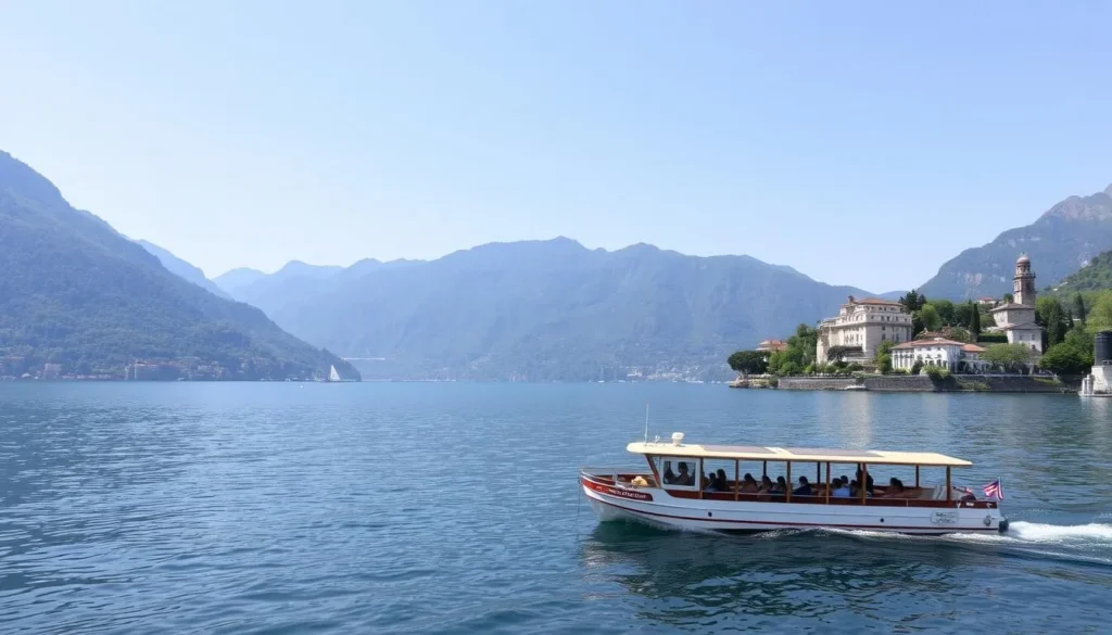 Image of Lake Como with a boat tour