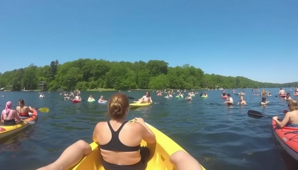 Image of Lake Farmington with people enjoying water activities