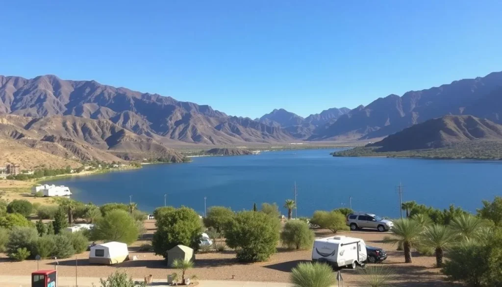 Image of Lake Mead campsites with a serene lake view