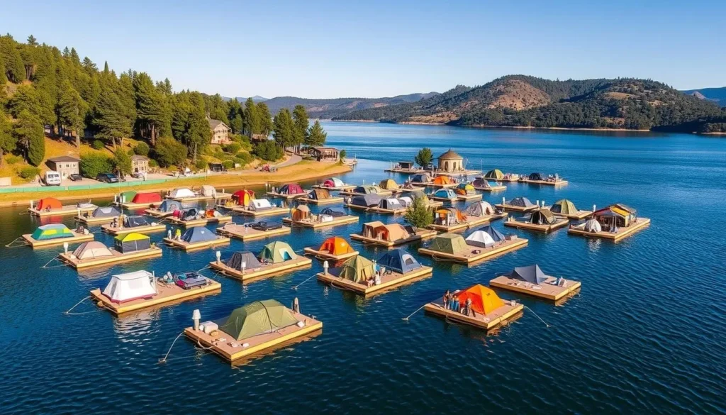 Image of Lake Oroville floating campsites