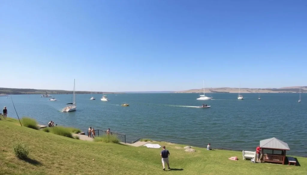 Image of Lake Sakakawea with recreational activities