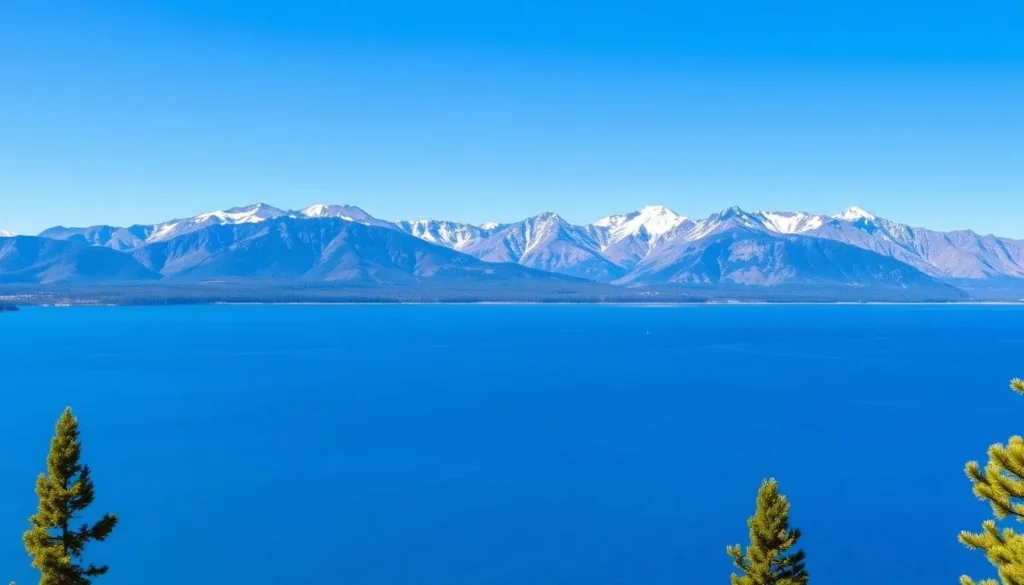Image of Lake Tahoe surrounded by Sierra Nevada mountains