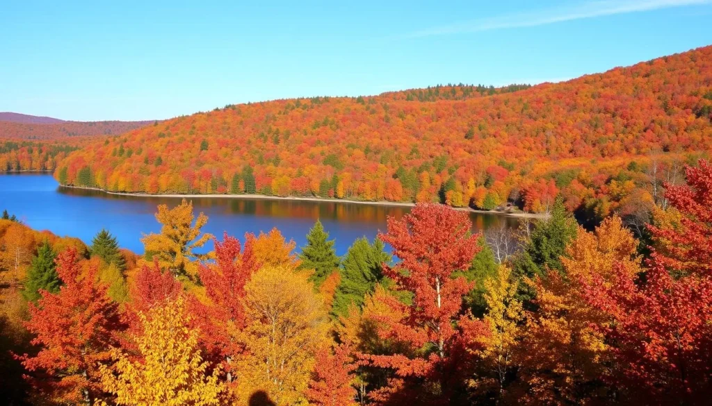 Image of Lake Wallenpaupack during fall foliage