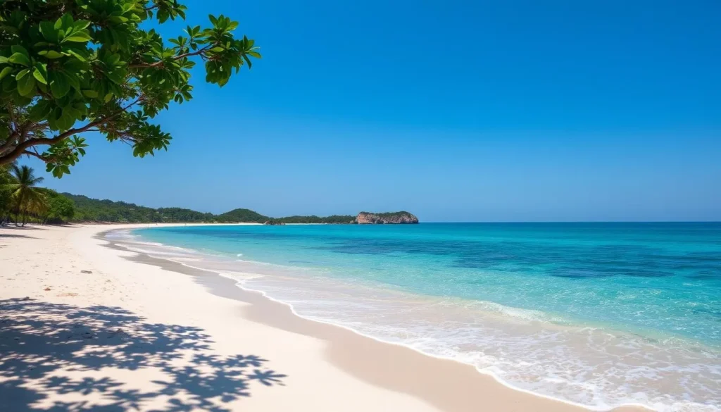 Image of Lang Co Beach with its white sand and blue waters