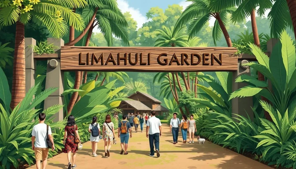 Image of Limahuli Garden entrance with visitors
