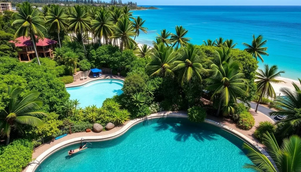 Image of Lydgate Beach Park with protected swimming pools