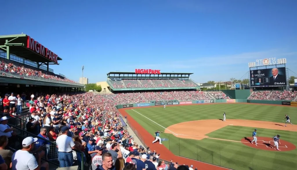 Image of MGM Park with a Biloxi Shuckers game in progress