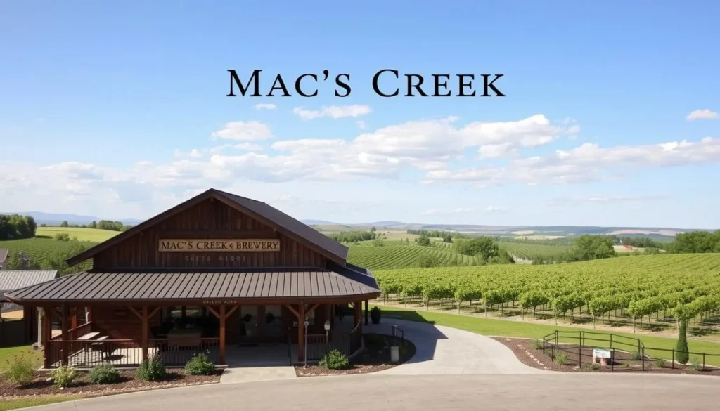 Image of Mac's Creek Winery & Brewery's vineyard and tasting room