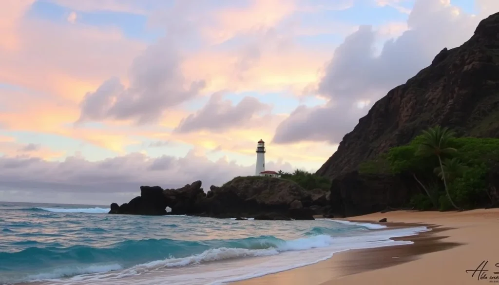 Image of Makapuu Beach with the Makapuu Lighthouse in the background
