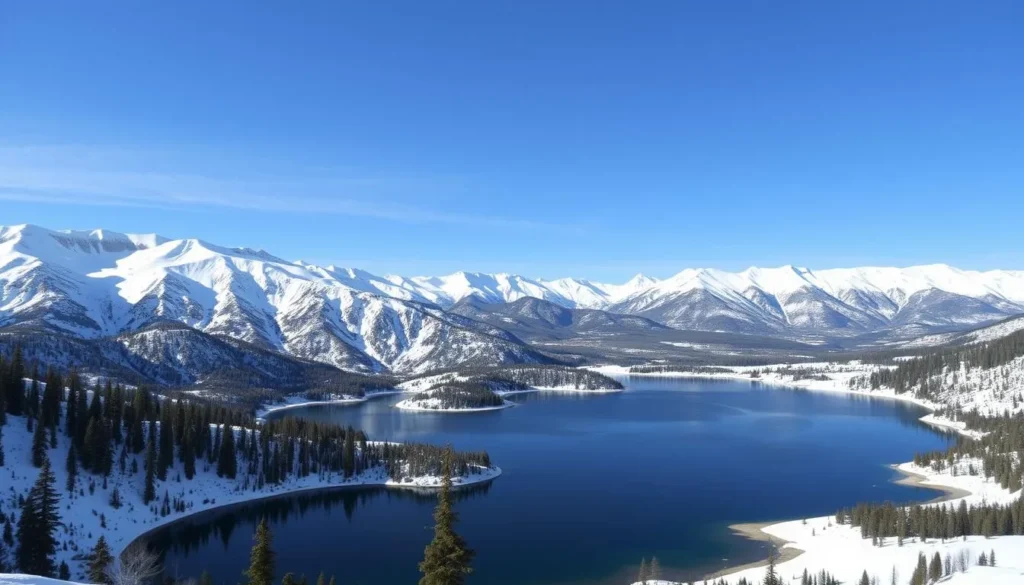 Image of Mammoth Lakes with snow-capped mountains and serene lakes