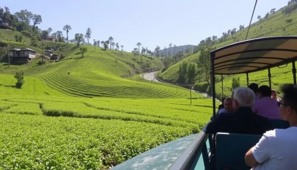 Image of Maokong Gondola ride with tea plantations in the background