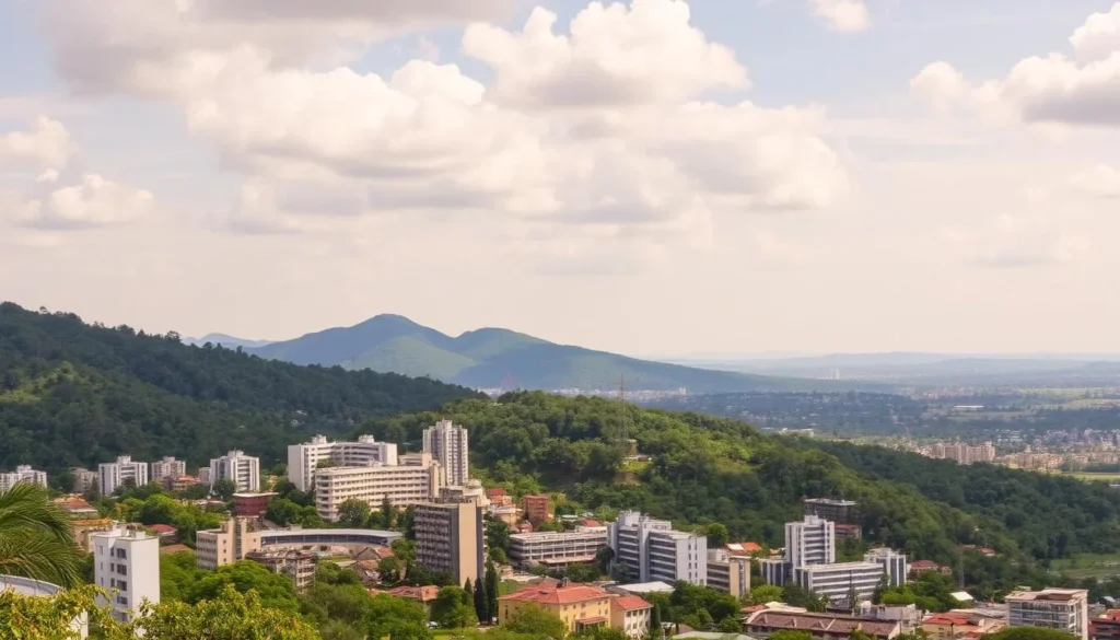 Image of Matola cityscape with a mix of urban and natural landscapes