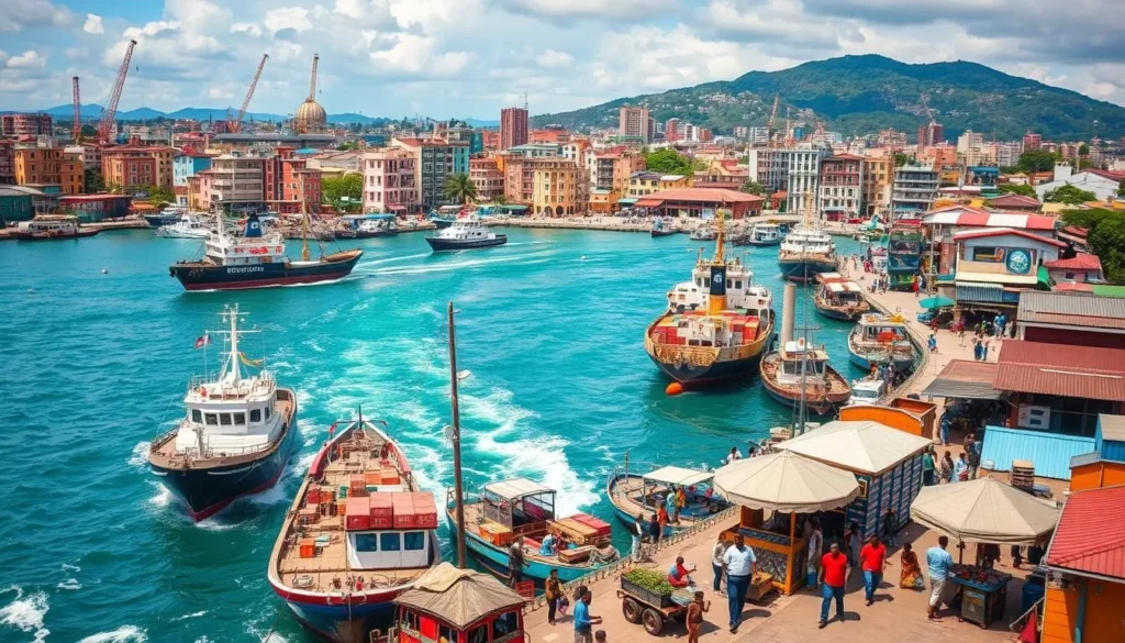 Image of Matola's bustling port and cityscape