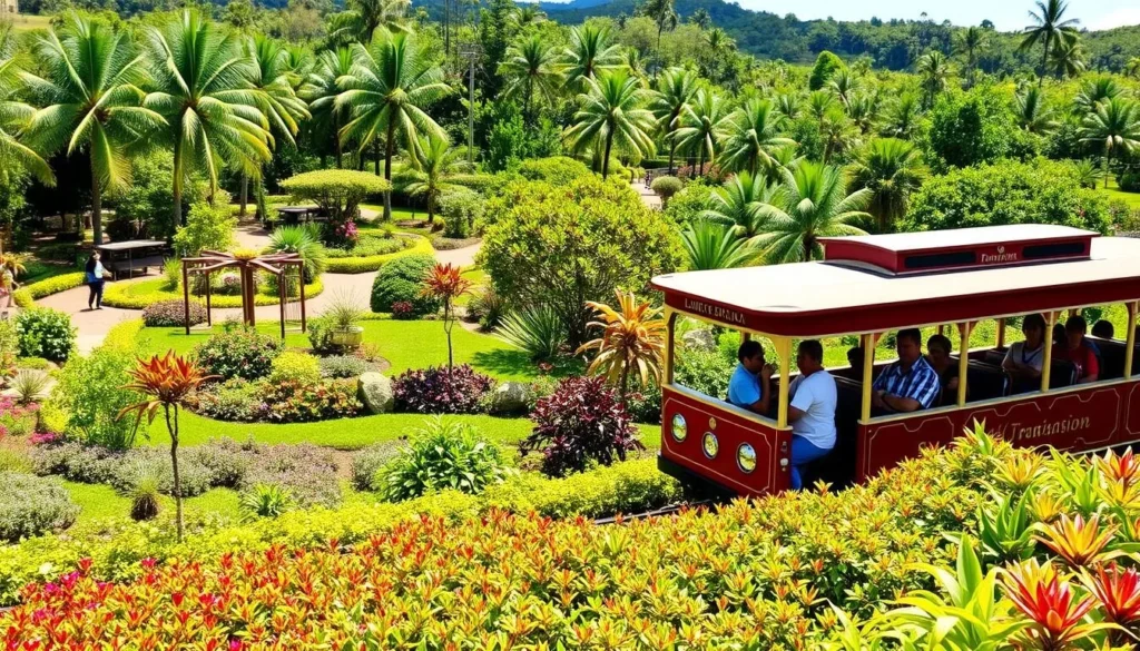 Image of Maui Tropical Plantation with lush gardens and a tram tour
