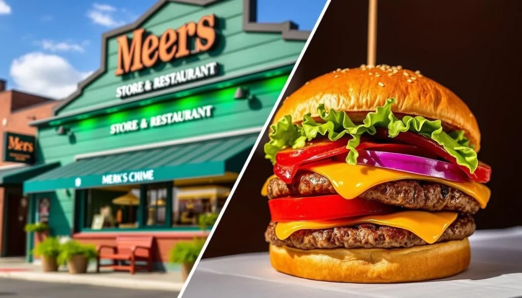 Image of Meers Store and Restaurant exterior or their signature burger